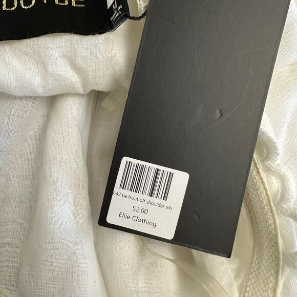 DO+BE White Strapless Sweetheart Mini Dress Medium NWT Tie Front Scallop Trim - Picture 8 of 11